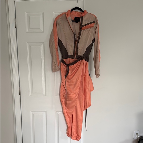 Stylish Women's Jumpsuit in Peach and Brown